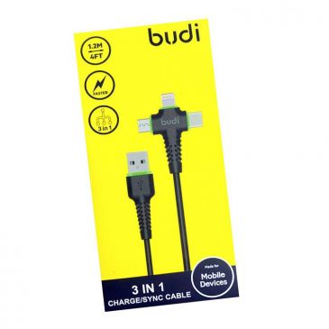 budi-charge-sync-3-in-1-type-c-micro-lightning-1-2m-2-4a-fast-charging-usb-cable