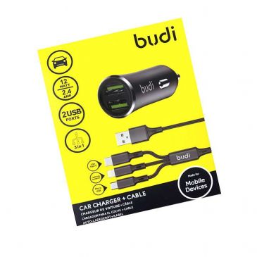 budi-2-usb-dual-port-2-4a-fast-car-charger-usb-plug-with-3in1-cable