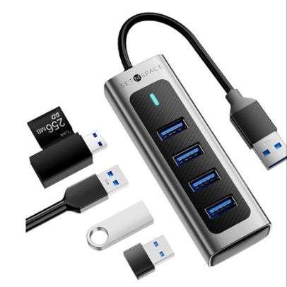 USB 3.0 Hub 4-Port Adapter Charger Data Splitter For PC Mac Laptop