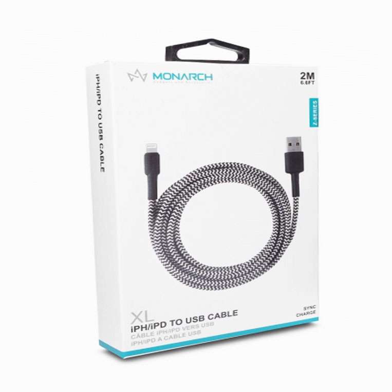 MONARCH IPH/IPD TYPE C MICRO USB TO USB 2M BRAIDED CHARGE/SYNC CABLE